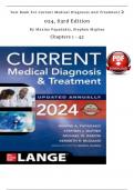 TEST BANK FOR CURRENT MEDICAL DIAGNOSIS AND TREATMENT 2024 2025 62ND EDITION BY BY MAXINE PAPADAKIS &lpar;AUTORECOVERED&rpar; ALL CHAPTERS  VERIFIED A&plus;