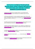Journeyman and Master Plumbing Exam Question Bank LATEST UPDATE 2024-2025 225 230 QUESTIONS AND VERIFIED CORRECT ANSWERS GUARANTEED A&plus;
