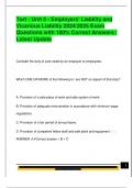 Tort - Unit 5 - Employers' Liability and  Vicarious Liability 2024&sol;2025 Exam  Questions with 100&percnt; Correct Answers &vert;  Latest Update 