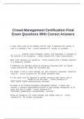Crowd Management Certification Final Exam Questions With Correct Answers