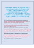 CERTIFIED AML FINTECH COMPLIANCE  ASSOCIATE &lpar;CAFCA&rpar; EXAM 2025 WITH  ACTUAL CORRECT QUESTIONS AND  VERIFIED DETAILED ANSWERS  &vert;FREQUENTLY TESTED QUESTIONS AND  SOLUTIONS &vert;ALREADY GRADED A&plus;&vert;NEWEST  &vert;LATEST UPDATE &vert;GUARANTEED PASS