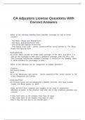 CA Adjusters License Questions With Correct Answers