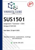 SUS1501 Assignment 7 &lpar;DETAILED ANSWERS&rpar; Semester 2 2025 - DISTINCTION GUARANTEED