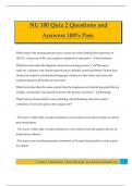 NU 100 Quiz 2 Questions and Answers 100&percnt; Pass