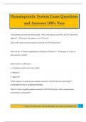 Hematopoietic System Exam Questions and Answers 100&percnt; Pass