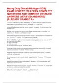 Heavy Duty Diesel &lpar;Michigan SOS&rpar; EXAM NEWEST 2025 EXAM COMPLETE QUESTIONS AND CORRECT DETAILED ANSWERS &lpar;VERIFIED ANSWERS&rpar; &vert;ALREADY GRADED A&plus;