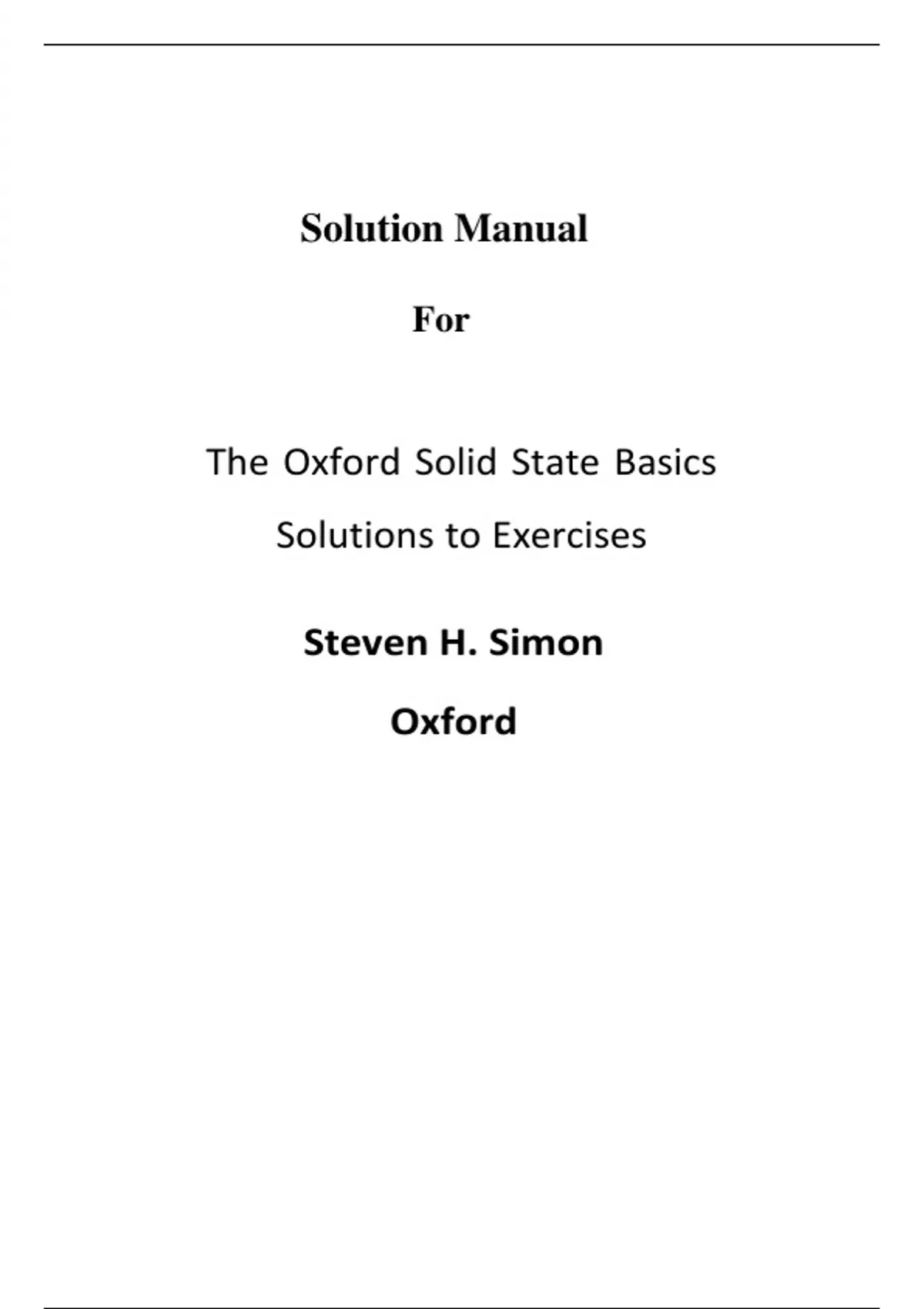 Solution Manual For The Oxford Solid State Basics Solutions to ...