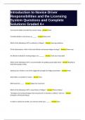 Introduction to Novice Driver Responsibilities and the Licensing System Questions and Complete Solutions Graded A&plus;
