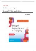 Test Bank - Health Assessment in Nursing 6th Edition by Janet R. Weber, All Chapters Included