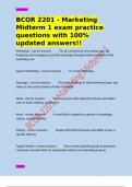 BCOR 2201 - Marketing Midterm 1 exam practice questions with 100&percnt; updated answers&excl;&excl;