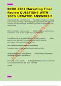 BCOR 2201 Marketing Final Review QUESTIONS WITH 100&percnt; UPDATED ANSWERS&excl;&excl;