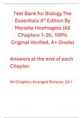 Test Bank For Reverse Biology The Essentials&comma; 4th Edition By Marielle Hoefnagels