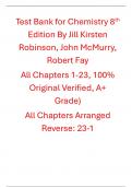 Test Bank for Chemistry 8th Edition By Jill Kirsten Robinson&comma; John McMurry&comma; Robert Fay