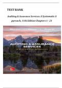 TEST BANK FOR AUDITING ASSURANCE SERVICES A SYSTEMATIC APPROACH WILLIAM MESSIER JR 10TH EDITION QUESTIONS WITH CORRECT DETAILED ANSWERS A&plus; VERIFIED 