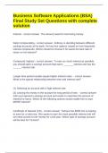 Business Software Applications &lpar;BSA&rpar; Final Study Set Questions with complete solution 