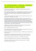 PA APPRAISERS LICENSE CORRECT QUESTIONS & SOLUTIONS