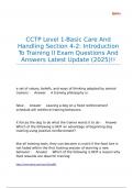CCTP Level 1-Basic Care And Handling Section 4-2 Introduction To Training II Exam Questions And Answers Latest Update &lpar;2025&rpar;&excl;&excl;