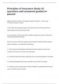 Principles of Insurance Study 10 questions well answered graded A&plus; passed