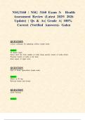 NSG3160 &sol; NSG 3160 Exams 3 & 4&colon; Health Assessment &lpar;Latest 2025&sol; 2026 Updates STUDY BUNDLE WITH COMPLETE SOLUTIONS&rpar; &vert; Qs & As&vert; Grade A&vert; 100&percnt; Correct &lpar;Verified Answers&rpar;- Galen