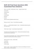 NUR 152 Final Exam Questions With Guaranteed Pass Solutions&period;