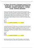 FLORIDA ADJUSTER LICENSING EXAM ACTUAL EXAM 2025 &vert; ALL QUESTIONS AND CORRECT ANSWERS &vert; ALREADY GRADED A&plus; &vert; LATEST EXAM &vert; VERIFIED ANSWERS