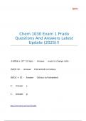 Chem 1030 Exam 1 Prado Questions And Answers Latest Update &lpar;2025&rpar;&excl;&excl;