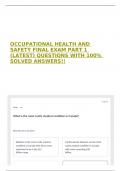 OCCUPATIONAL HEALTH AND SAFETY FINAL EXAM PART 1 &lpar;LATEST&rpar; QUESTIONS WITH 100&percnt; SOLVED ANSWERS&excl;&excl;