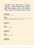 NSG3450 &sol; NSG 3450 Exam 1&colon; Nursing Practice - Mental Health Guide &lpar;Latest 2025&sol; 2026 Update&rpar; &vert; Qs & As&vert; Grade A&vert; 100&percnt; Correct &lpar;Verified Answers&rpar;- Galen