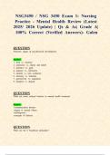 NSG3450 &sol; NSG 3450 Exams 1&colon; Nursing Practice - Mental Health &lpar;Latest 2025&sol; 2026 Updates STUDY BUNDLE WITH COMPLETE SOLUTIONS&rpar; &vert; Qs & As&vert; Grade A&vert; 100&percnt; Correct &lpar;Verified Answers&rpar;- Galen