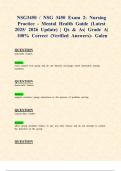 NSG3450 &sol; NSG 3450 Exam 2&colon; Nursing Practice - Mental Health Guide &lpar;Latest 2025&sol; 2026 Update&rpar; &vert; Qs & As&vert; Grade A&vert; 100&percnt; Correct &lpar;Verified Answers&rpar;- Galen
