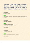 NSG3450 &sol; NSG 3450 Exam 3&colon; Nursing Practice - Mental Health Guide &lpar;Latest 2025&sol; 2026 Update&rpar; &vert; Qs & As&vert; Grade A&vert; 100&percnt; Correct &lpar;Verified Answers&rpar;- Galen