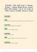NSG3450 &sol; NSG 3450 Exams 3&colon; Nursing Practice - Mental Health &lpar;Latest 2025&sol; 2026 Updates STUDY BUNDLE WITH COMPLETE SOLUTIONS&rpar; &vert; Qs & As&vert; Grade A&vert; 100&percnt; Correct &lpar;Verified Answers&rpar;- Galen