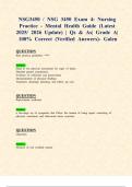 NSG3450 &sol; NSG 3450 Exam 4&colon; Nursing Practice - Mental Health Guide &lpar;Latest 2025&sol; 2026 Update&rpar; &vert; Qs & As&vert; Grade A&vert; 100&percnt; Correct &lpar;Verified Answers&rpar;- Galen