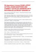 PA Appraisers License EXAM LATEST ACTUAL EXAM QUESTIONS AND CORRECT DETAILED ANSWERS WITH RATIONALES &vert;ALREADY GRADED A&plus;