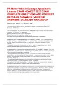 PA Motor Vehicle Damage Appraiser's License EXAM NEWEST 2025 EXAM COMPLETE QUESTIONS AND CORRECT DETAILED ANSWERS &lpar;VERIFIED ANSWERS&rpar; &vert;ALREADY GRADED A&plus;