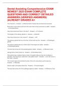 Dental Assisting Comprehensive EXAM NEWEST 2025 EXAM COMPLETE QUESTIONS AND CORRECT DETAILED ANSWERS &lpar;VERIFIED ANSWERS&rpar; &vert;ALREADY GRADED A&plus;