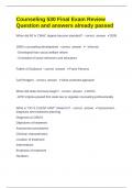 Counseling 530 Final Exam Review Question and answers already passed 