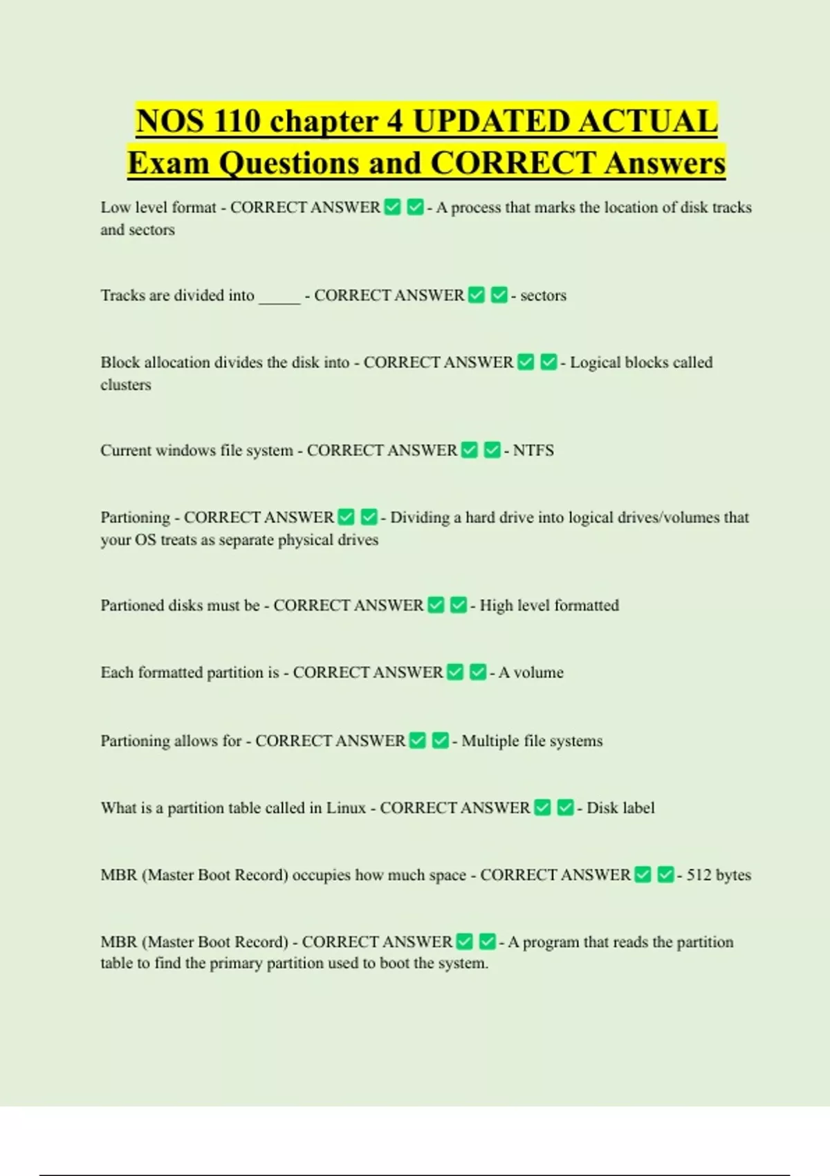 NOS 110 chapter 4 UPDATED ACTUAL Exam Questions and CORRECT Answers ...