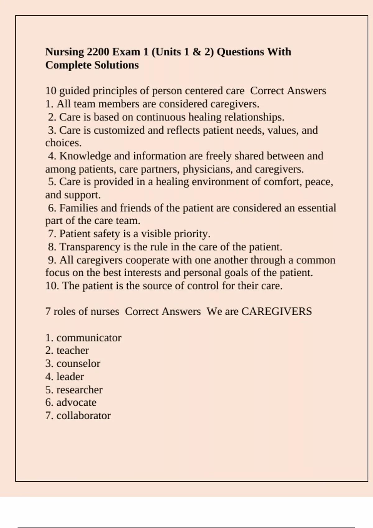 Nursing 2200 Exam 1 (Units 1 & 2) Questions With Complete Solutions ...