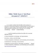 MBA 7600 Quiz 2 Verified Answers&excl;&excl; &lpar;2025&rpar;&excl;&excl;
