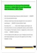 Introduction to Clinical Psychology  Chapter 2 2024&sol;2025 Exam Questions  and Answers &vert; 100&percnt; Pass 