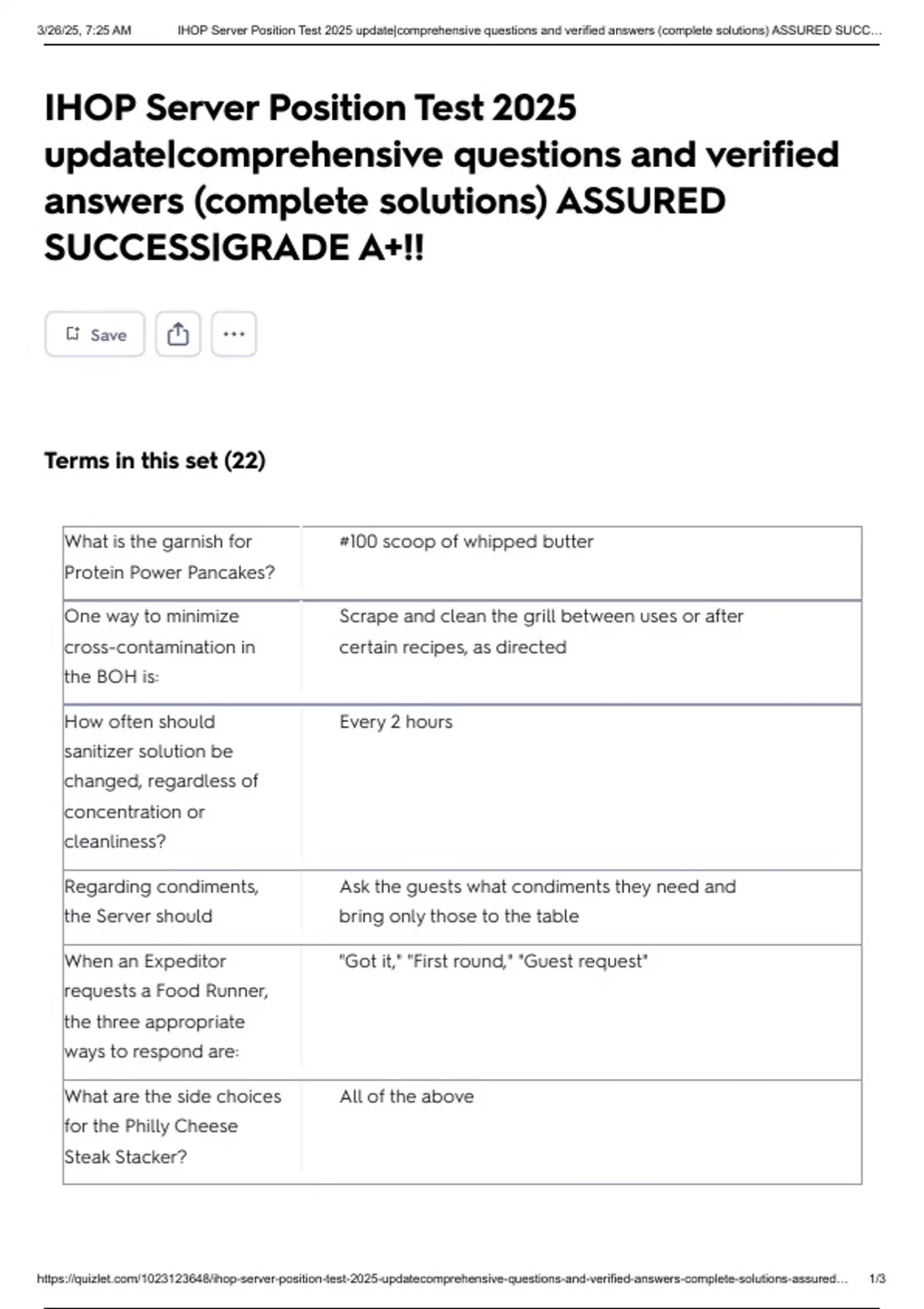IHOP Server Position Test 2025 update|comprehensive questions and ...