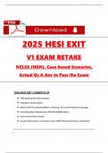 2026&sol;2027 HESI RN Exit Exam V1 Retake Actual Qs & Ans to Pass the Exam &lpar;NGN style Qs & Case studies&rpar;&comma; 100&percnt; Verified