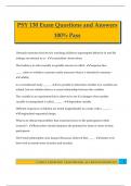 PSY 130 Exam Questions and Answers 100&percnt; Pass