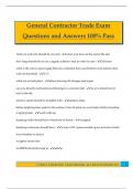 General Contractor Trade Exam Questions and Answers 100&percnt; Pass