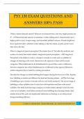 PSY 130 EXAM QUESTIONS AND ANSWERS 100&percnt; PASS
