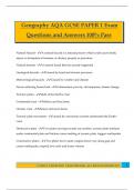 Geography AQA GCSE PAPER 1 Exam Questions and Answers 100&percnt; Pass