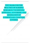 TEST BANK FOR THE PRACTICE OF NURSING RESEARCH 7TH EDITION, APPRAISAL, SYNTHESIS, AND GENERATION OF EVIDENCE/ALL CHAPTERS COVERED