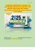 CHAMPIONS POWERHOUSE TRAINING SAE  2025&vert; BRAND NEW ACTUAL EXAM WITH 100&percnt;  VERIFIED QUESTIONS AND CORRECT  SOLUTIONS&vert; GUARANTEED VALUE PACK&vert; ACE  YOUR GRADES&period;