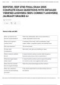 EDF2720 &sol;EDF 2720 FINAL EXAM 2025 COMPLETE EXAM QUESTIONS WITH DETAILED VERIFIED ANSWERS &lpar;100&percnt; CORRECT ANSWERS&rpar; &sol;ALREADY GRADED A&plus;
